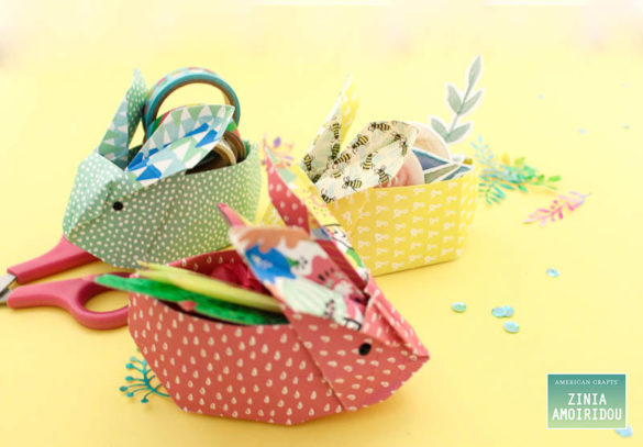 Adorable Origami Bunny Baskets using Amy Tangerine & American Crafts supplies. @ziniaredo @amytangerine @americancrafts #ziniaredo #americancrafts #amytangerine #amytan #origami #papercrafting