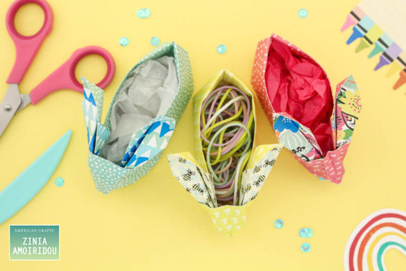 Adorable Origami Bunny Baskets using Amy Tangerine & American Crafts supplies. @ziniaredo @amytangerine @americancrafts #ziniaredo #americancrafts #amytangerine #amytan #origami #papercrafting