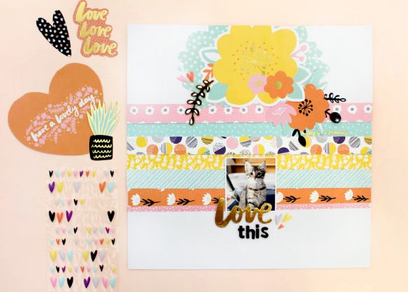 Colorful Stripes Scrapbook Layout using Shine On by Amy Tangerine and American Crafts @ziniaredo #ziniaredo @americancrafts @amytangerine #americancrafts #amytangerine #amytan #atshineon #fangerine